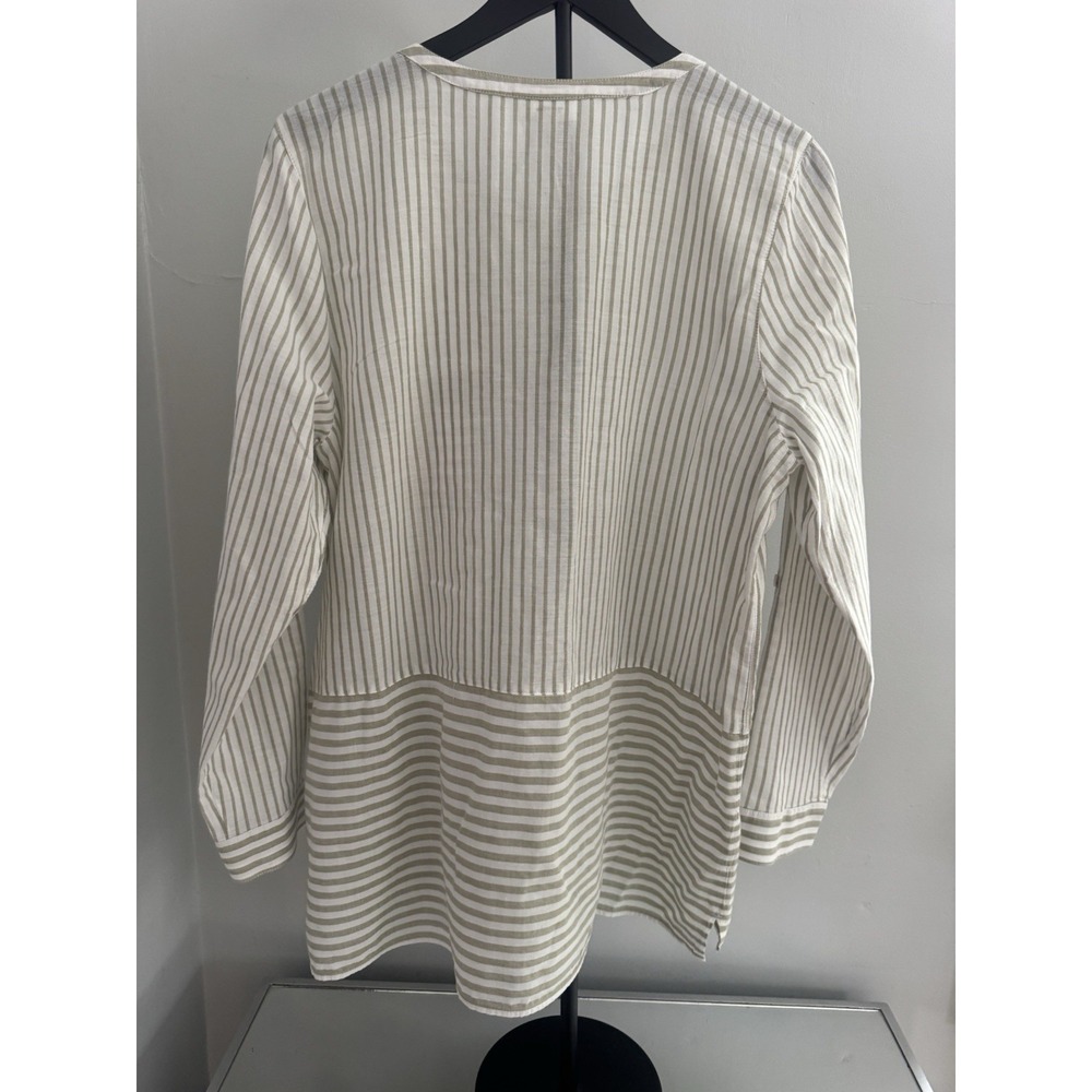 J.Jill Striped Cotton Tunic Top Womens L Roll Tab Sleeves Coastal‎ Chic - Picture 2 of 7